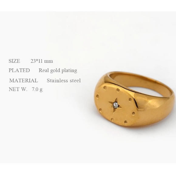 🌟18K gold plated star signet ring - Picture 3 of 8
